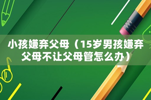 小孩嫌棄父母（15歲男孩嫌棄父母不讓父母管怎么辦）