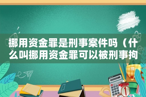 挪用資金罪是刑事案件嗎（什么叫挪用資金罪可以被刑事拘留嗎）