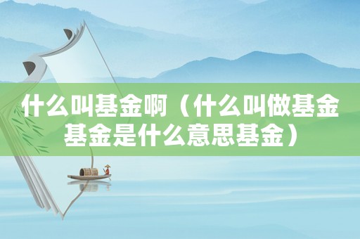 什么叫基金啊（什么叫做基金基金是什么意思基金）