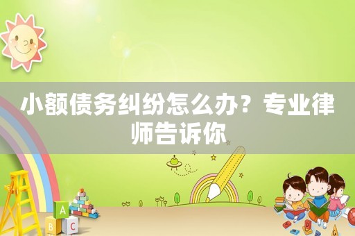 小額債務(wù)糾紛怎么辦？專業(yè)律師告訴你