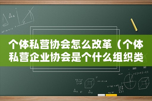 個(gè)體私營協(xié)會(huì)怎么改革（個(gè)體私營企業(yè)協(xié)會(huì)是個(gè)什么組織類型）