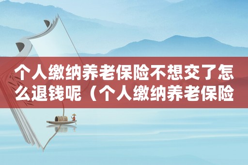 個人繳納養(yǎng)老保險不想交了怎么退錢呢（個人繳納養(yǎng)老保險不想交了怎么退錢）