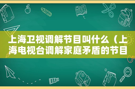 上海衛(wèi)視調(diào)解節(jié)目叫什么（上海電視臺(tái)調(diào)解家庭矛盾的節(jié)目）