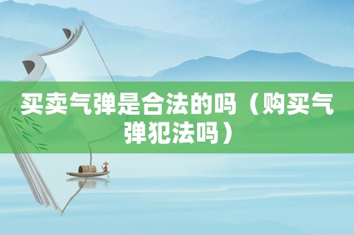 買賣氣彈是合法的嗎（購買氣彈犯法嗎）