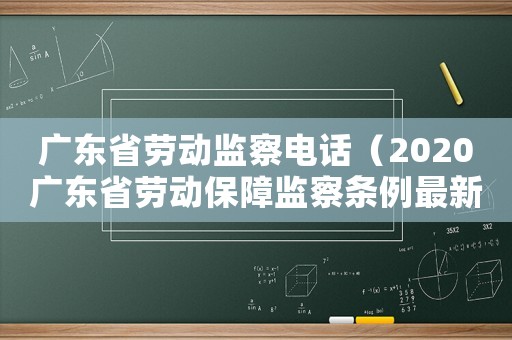 廣東省勞動監(jiān)察電話（2020廣東省勞動保障監(jiān)察條例最新）