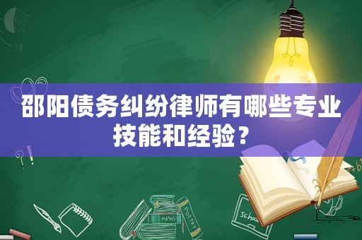 邵陽(yáng)債務(wù)糾紛律師有哪些專業(yè)技能和經(jīng)驗(yàn)？