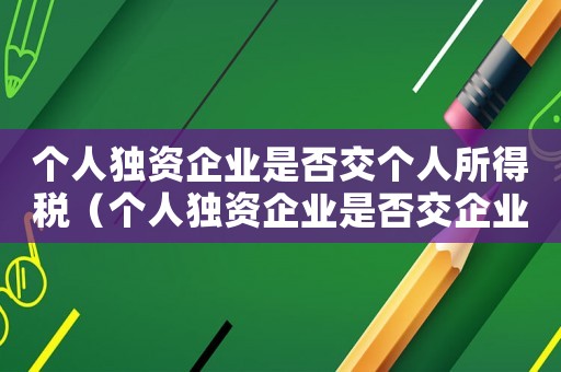 個(gè)人獨(dú)資企業(yè)是否交個(gè)人所得稅（個(gè)人獨(dú)資企業(yè)是否交企業(yè)所得稅呢）