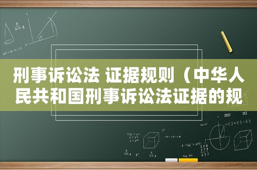 刑事訴訟法 證據(jù)規(guī)則（中華人民共和國(guó)刑事訴訟法證據(jù)的規(guī)定）