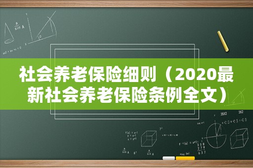 社會(huì)養(yǎng)老保險(xiǎn)細(xì)則（2020最新社會(huì)養(yǎng)老保險(xiǎn)條例全文）