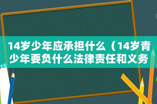 14歲少年應(yīng)承擔(dān)什么（14歲青少年要負(fù)什么法律責(zé)任和義務(wù)）