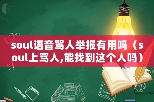 soul語(yǔ)音罵人舉報(bào)有用嗎（soul上罵人,能找到這個(gè)人嗎）