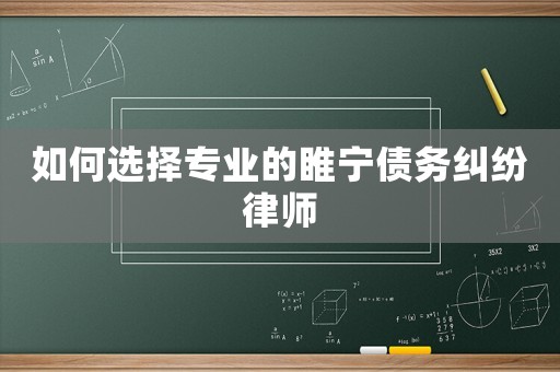 如何選擇專業(yè)的睢寧債務(wù)糾紛律師