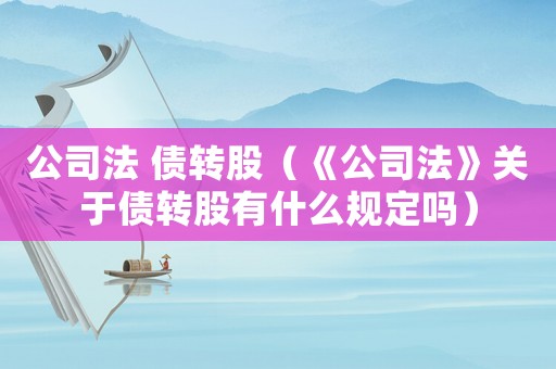 公司法 債轉(zhuǎn)股（《公司法》關(guān)于債轉(zhuǎn)股有什么規(guī)定嗎）