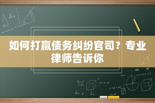 如何打贏債務(wù)糾紛官司？專業(yè)律師告訴你