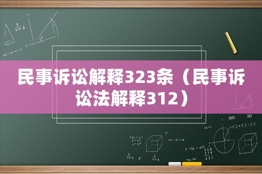 民事訴訟解釋323條（民事訴訟法解釋312）