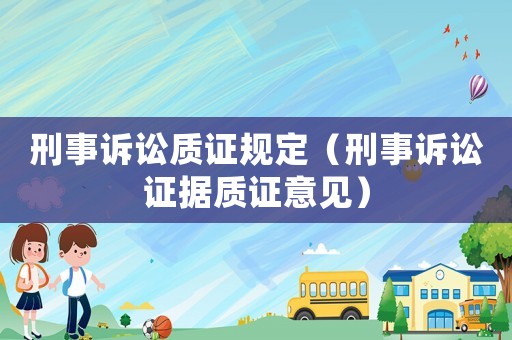 刑事訴訟質(zhì)證規(guī)定（刑事訴訟證據(jù)質(zhì)證意見）