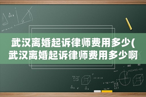 武漢離婚起訴律師費(fèi)用多少(武漢離婚起訴律師費(fèi)用多少啊)