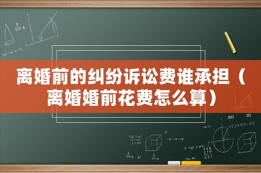 離婚前的糾紛訴訟費誰承擔（離婚婚前花費怎么算）