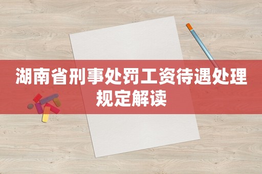 湖南省刑事處罰工資待遇處理規(guī)定解讀