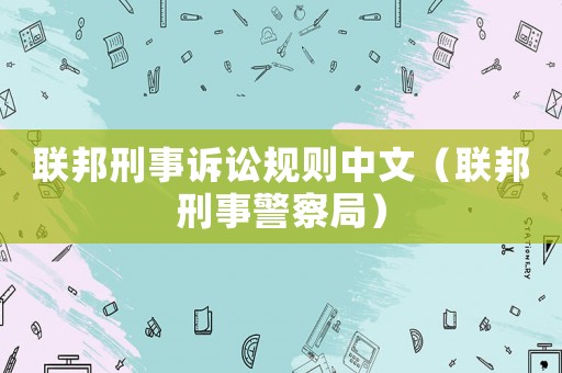 聯(lián)邦刑事訴訟規(guī)則中文（聯(lián)邦刑事警察局）