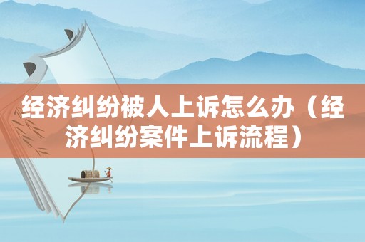 經(jīng)濟糾紛被人上訴怎么辦（經(jīng)濟糾紛案件上訴流程）