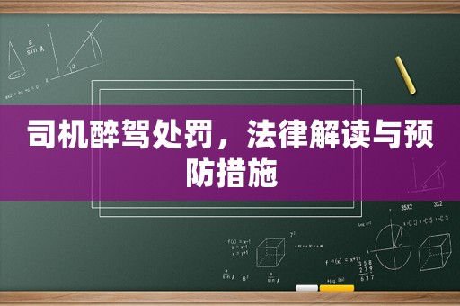 司機(jī)醉駕處罰，法律解讀與預(yù)防措施