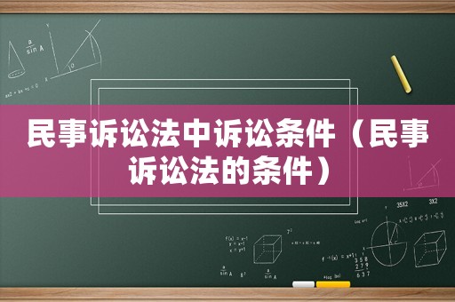 民事訴訟法中訴訟條件（民事訴訟法的條件）