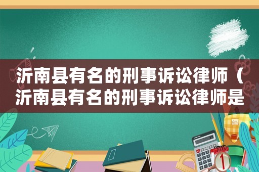 沂南縣有名的刑事訴訟律師（沂南縣有名的刑事訴訟律師是誰）