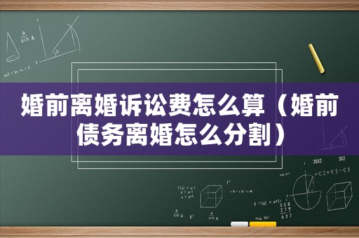 婚前離婚訴訟費(fèi)怎么算（婚前債務(wù)離婚怎么分割）