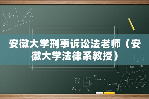安徽大學(xué)刑事訴訟法老師（安徽大學(xué)法律系教授）