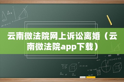 云南微法院網(wǎng)上訴訟離婚（云南微法院app下載）