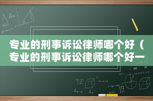 專業(yè)的刑事訴訟律師哪個好（專業(yè)的刑事訴訟律師哪個好一點(diǎn)）