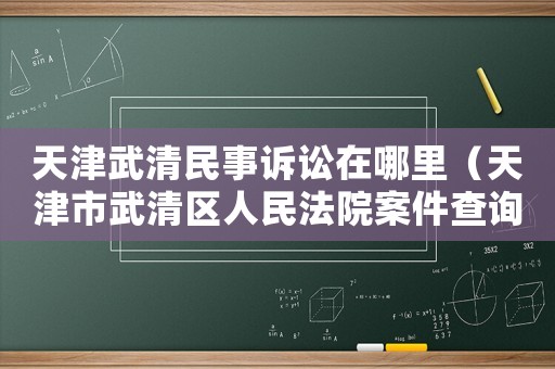 天津武清民事訴訟在哪里（天津市武清區(qū)人民法院案件查詢）