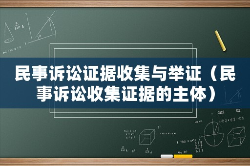 民事訴訟證據(jù)收集與舉證（民事訴訟收集證據(jù)的主體）