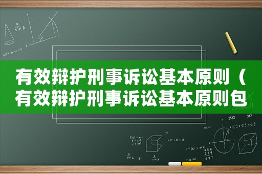 有效辯護(hù)刑事訴訟基本原則（有效辯護(hù)刑事訴訟基本原則包括）
