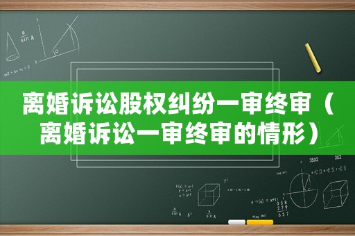 離婚訴訟股權(quán)糾紛一審終審（離婚訴訟一審終審的情形）
