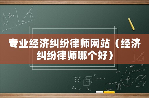 專業(yè)經(jīng)濟(jì)糾紛律師網(wǎng)站（經(jīng)濟(jì)糾紛律師哪個(gè)好）