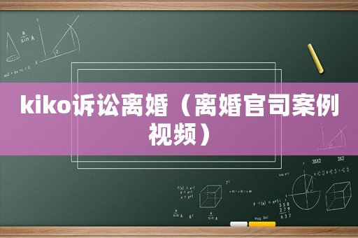 kiko訴訟離婚（離婚官司案例視頻）
