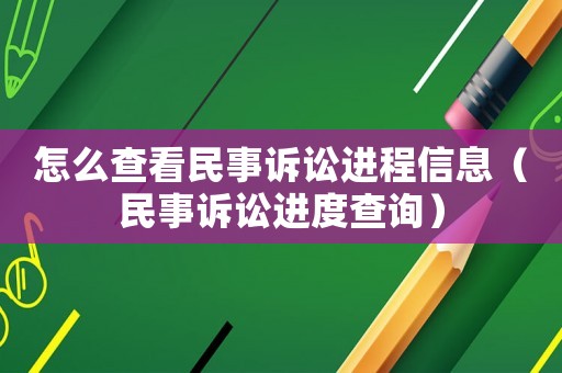 怎么查看民事訴訟進(jìn)程信息（民事訴訟進(jìn)度查詢）