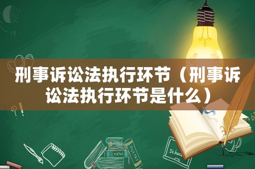 刑事訴訟法執(zhí)行環(huán)節(jié)（刑事訴訟法執(zhí)行環(huán)節(jié)是什么）