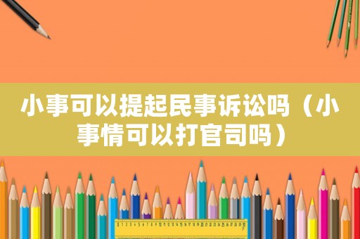 小事可以提起民事訴訟嗎（小事情可以打官司嗎）