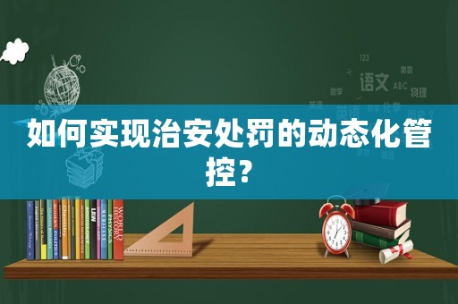 如何實(shí)現(xiàn)治安處罰的動(dòng)態(tài)化管控？