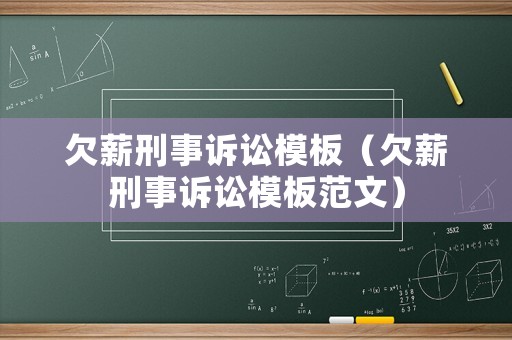 欠薪刑事訴訟模板（欠薪刑事訴訟模板范文）