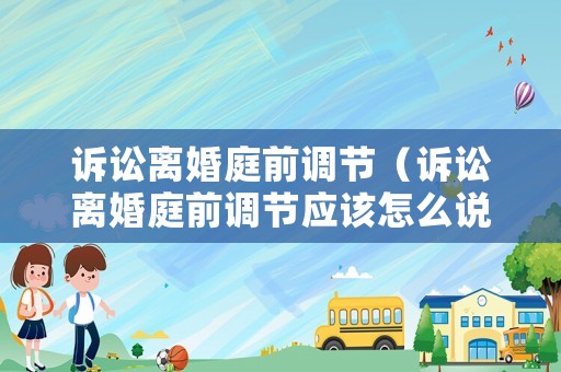 訴訟離婚庭前調(diào)節(jié)（訴訟離婚庭前調(diào)節(jié)應(yīng)該怎么說）