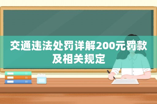 交通違法處罰詳解200元罰款及相關(guān)規(guī)定
