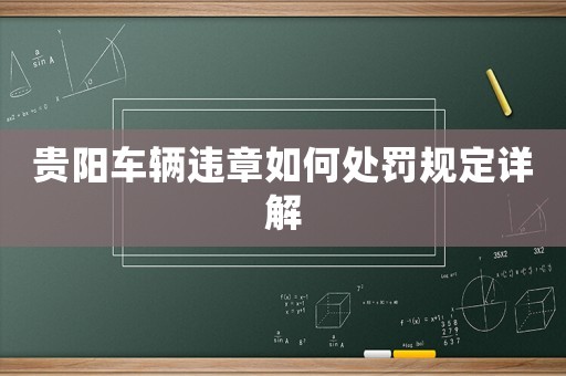 貴陽(yáng)車(chē)輛違章如何處罰規(guī)定詳解