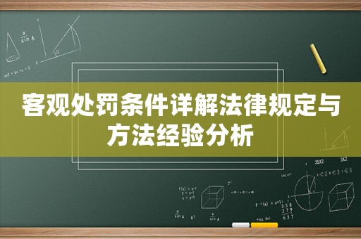 客觀處罰條件詳解法律規(guī)定與方法經(jīng)驗(yàn)分析