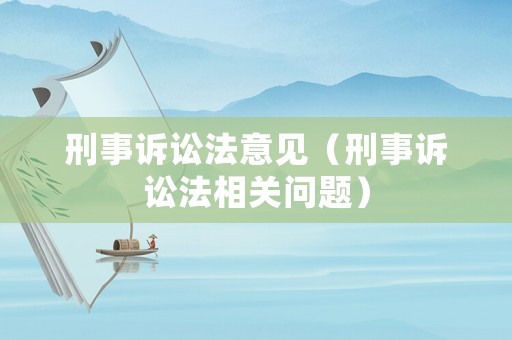 刑事訴訟法意見（刑事訴訟法相關(guān)問題）