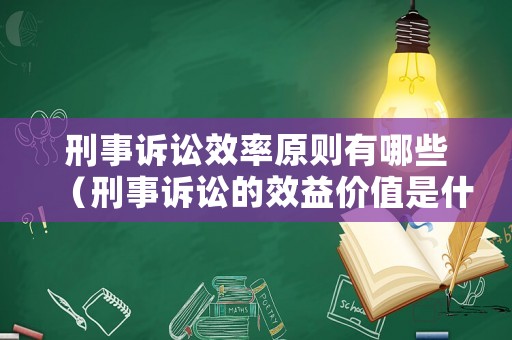 刑事訴訟效率原則有哪些（刑事訴訟的效益價(jià)值是什么）