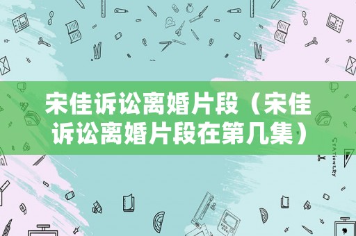 宋佳訴訟離婚片段（宋佳訴訟離婚片段在第幾集）